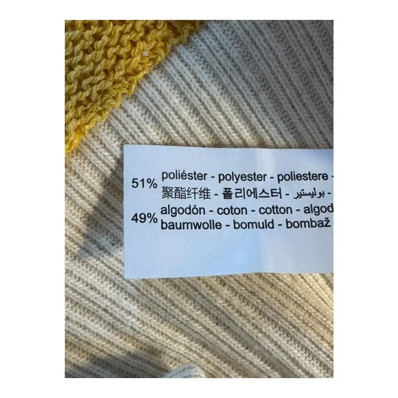ZARA Women’s Small Yellow and White Striped Knit Rustic Sweater Vest Oversized - Picture 9 of 9